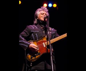 Marty Stuart with Clarence White&#039;s famous B Bender guitar.