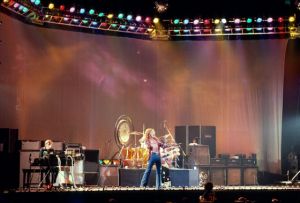 Robert Plant, leading Led Zeppelin in Chicago.